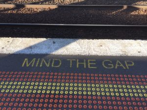 Mind the Gap - text on railway platform